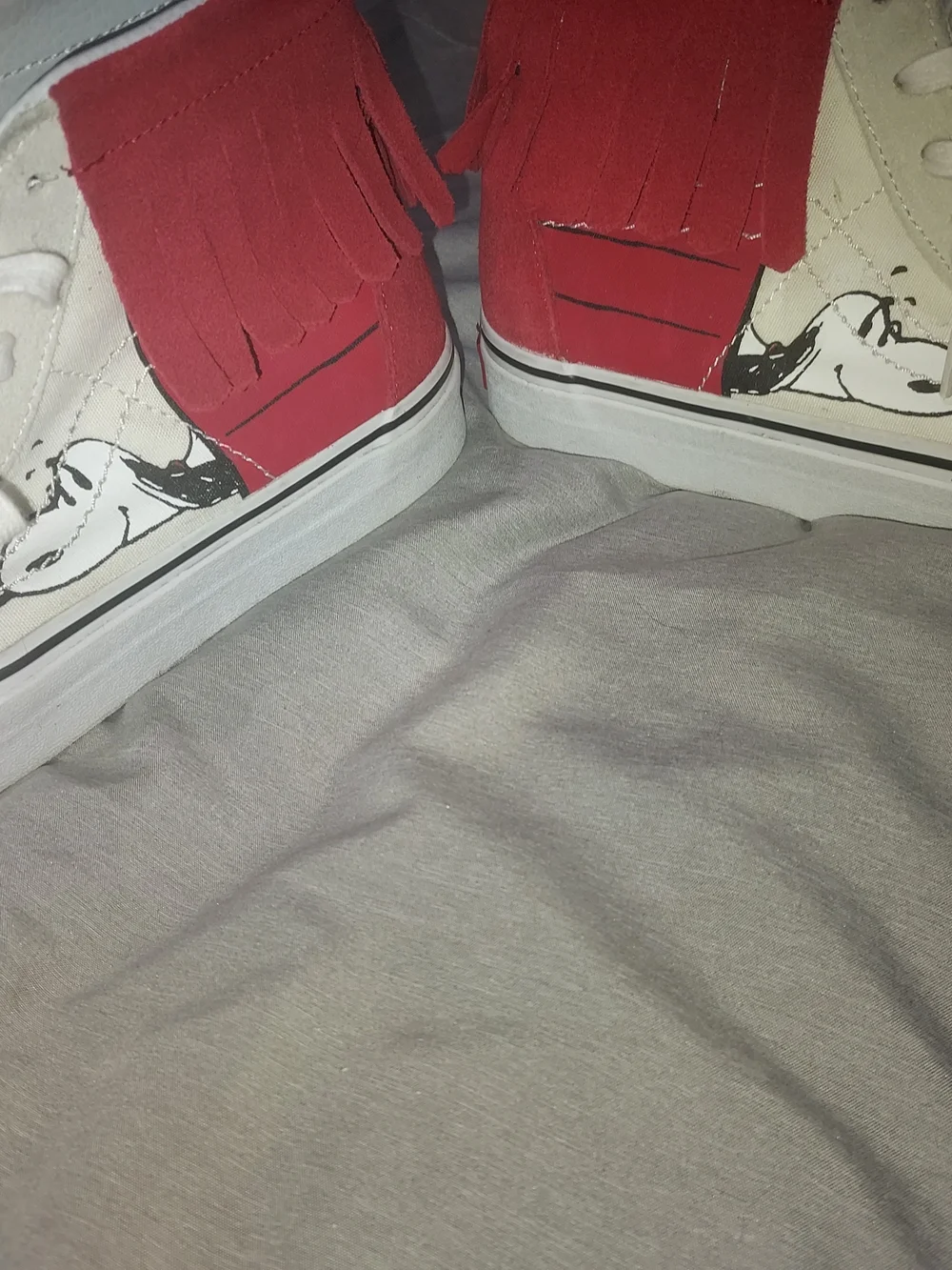 Vans Men’s White and Red Sk8-Hi Sneakers